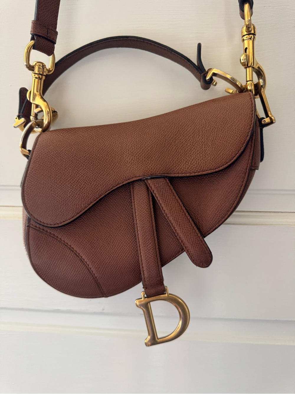 Dior Brown Saddle Shoulder Bag with Gold Hardware